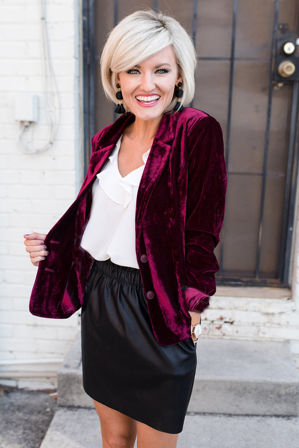 Autumn Women Fashion Casual Slim Long Sleeve Gold Velvet Suit Jacket Blazers