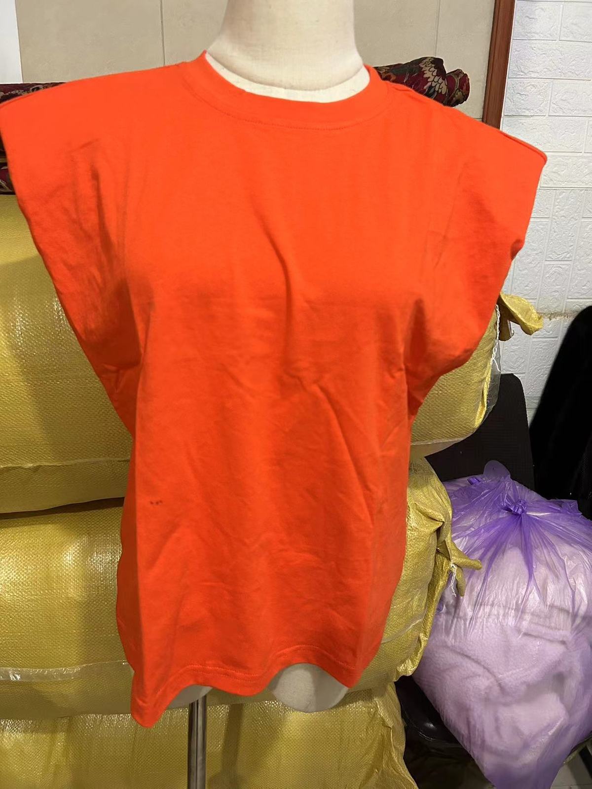Camiseta informal sin mangas con cuello redondo y color liso para mujer