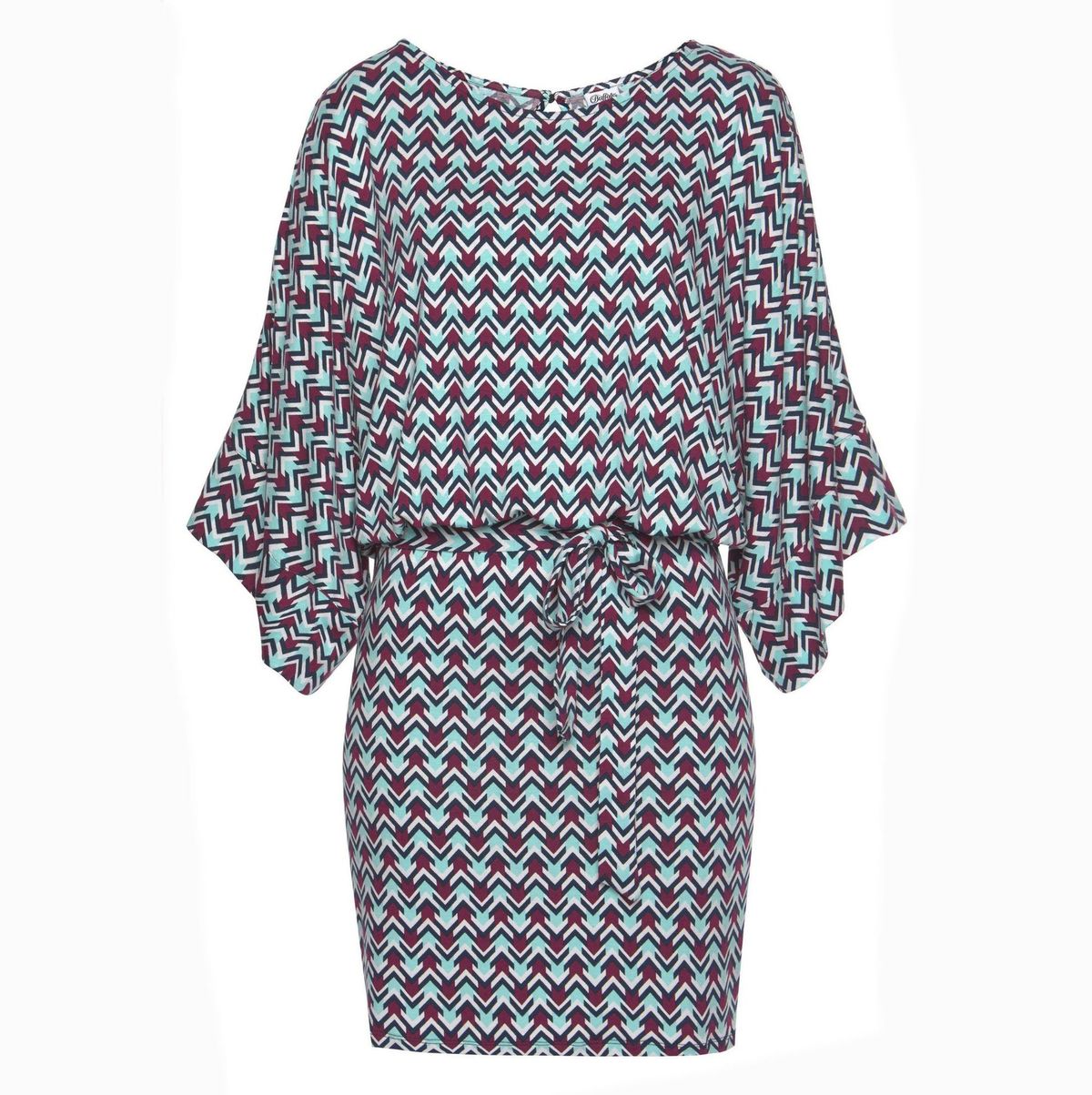 Women Casual Loose Printed Leaky Shoulder Sleeve Dress