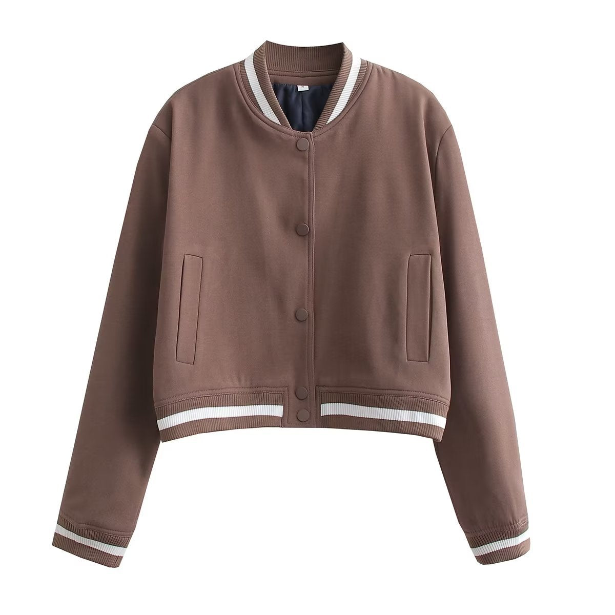Chaqueta informal de moda para mujer, abrigo de béisbol de manga larga con cuello alto