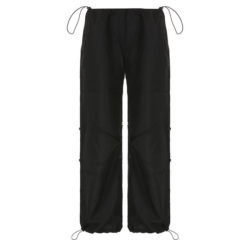 Women Fashion Casual Solid Color Loose Cargo Pants