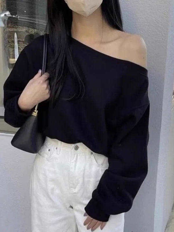 Sudadera informal de manga larga con fugas para mujer