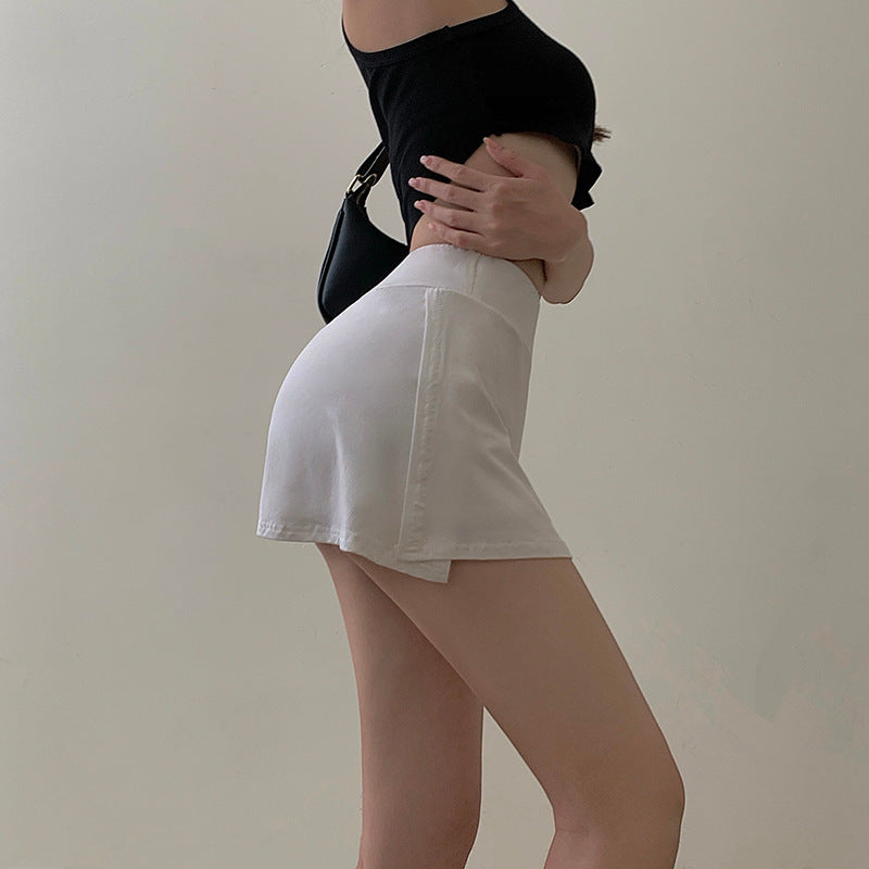 Summer Women Casual Solid Color High Waist Mini Split Skirt