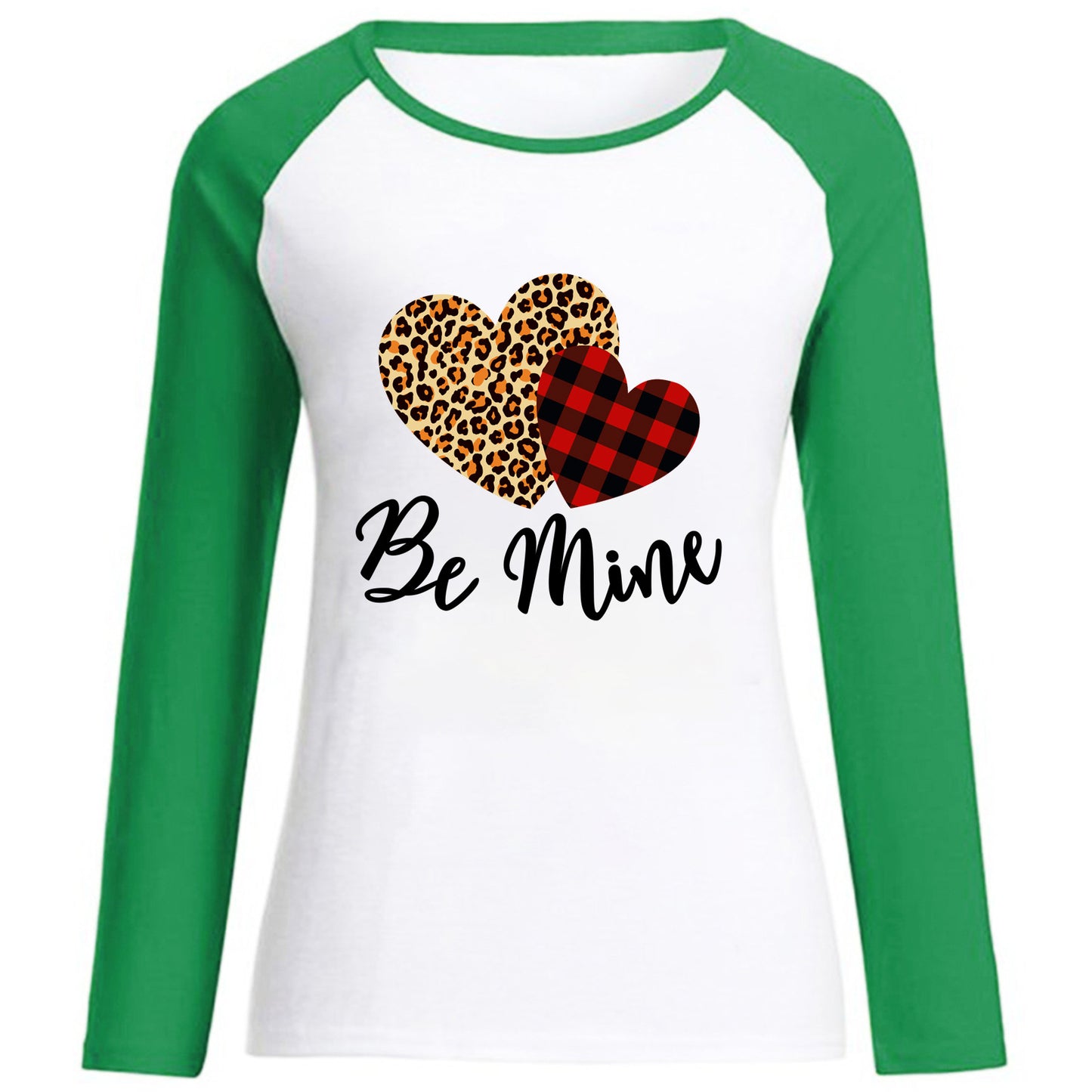Camiseta informal de algodón con cuello redondo y manga larga para mujer, con estampado de letras de amor, para San Valentín