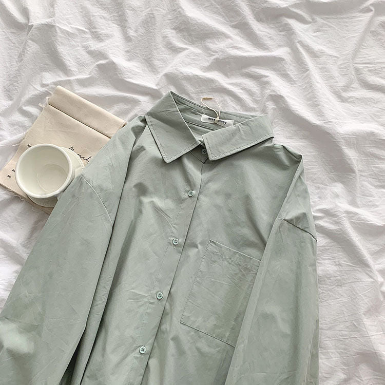 Blusa informal básica de manga larga para mujer, color liso, de verano, a la moda