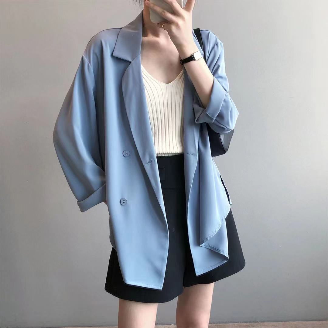 Women Fashion Casual Solid Color Lar Loose Blazer
