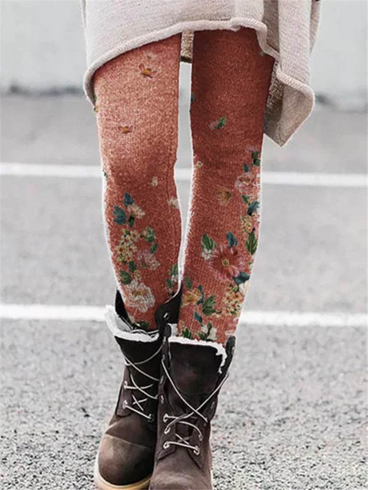 Women Printed High Waist Casual Comfort Leggings Pants