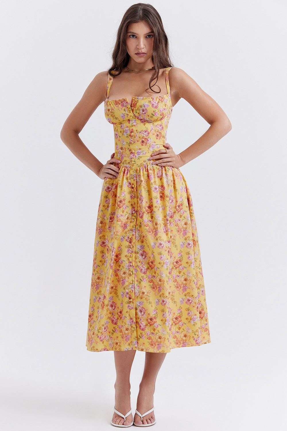 Vacation Women Casual Tiny Flower Print Sling Dress