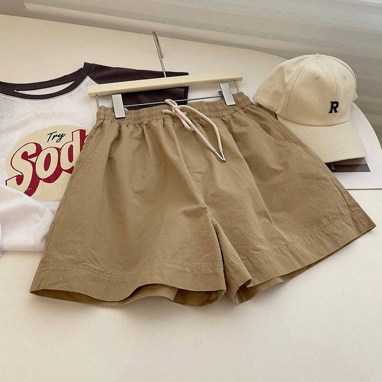 Women Casual Basic Looses Pure Cotton Summer High Waist A- Shape Shorts