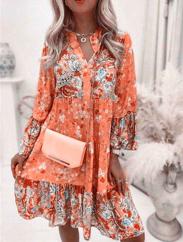 Women Bohemian Style Casual Long Sleeve Dress