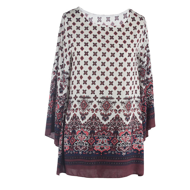 Vestido mini de playa bohemio de verano holgado con estampado geométrico informal de gasa vintage para mujer