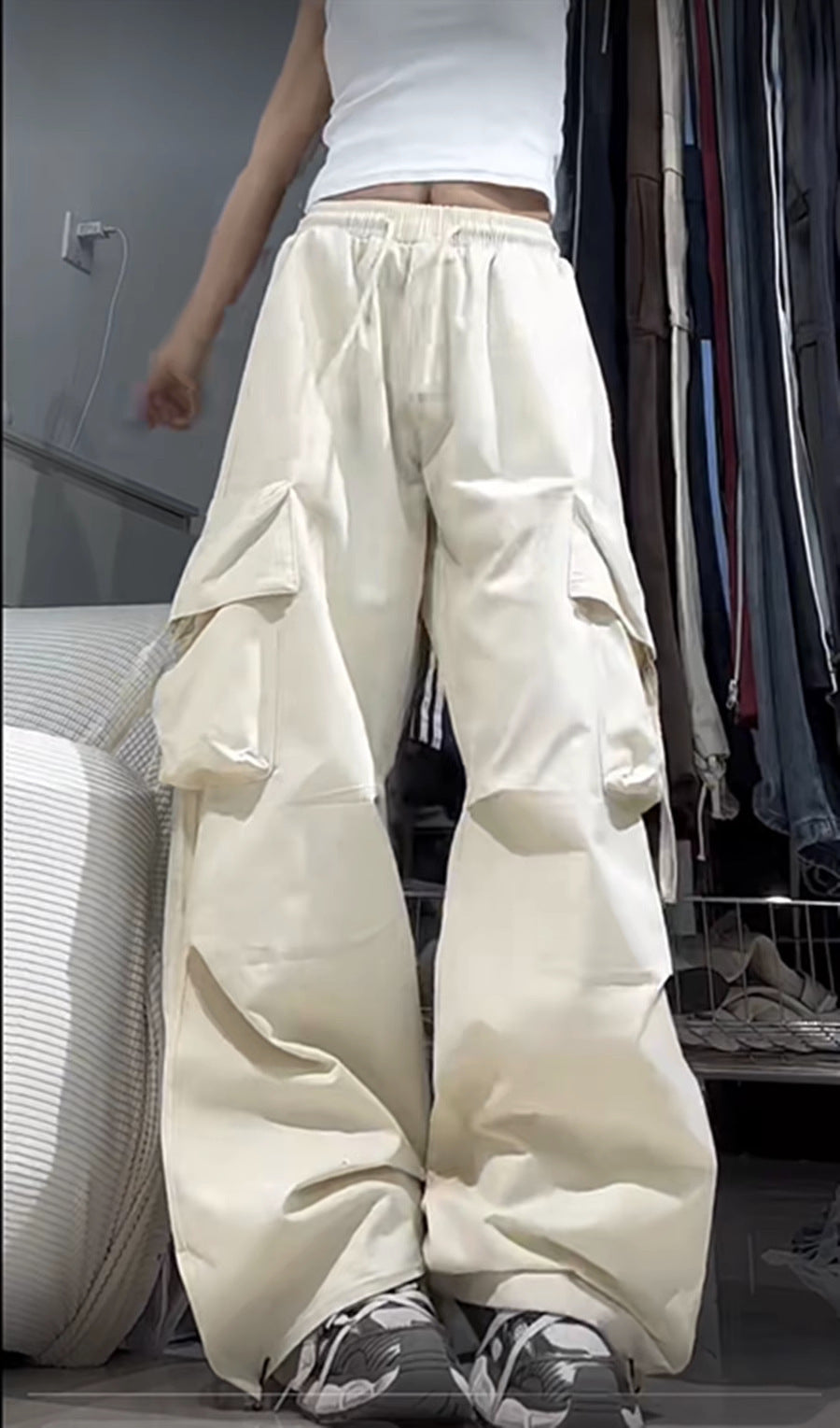 Pantalones cargo anchos e informales holgados a la moda para mujer
