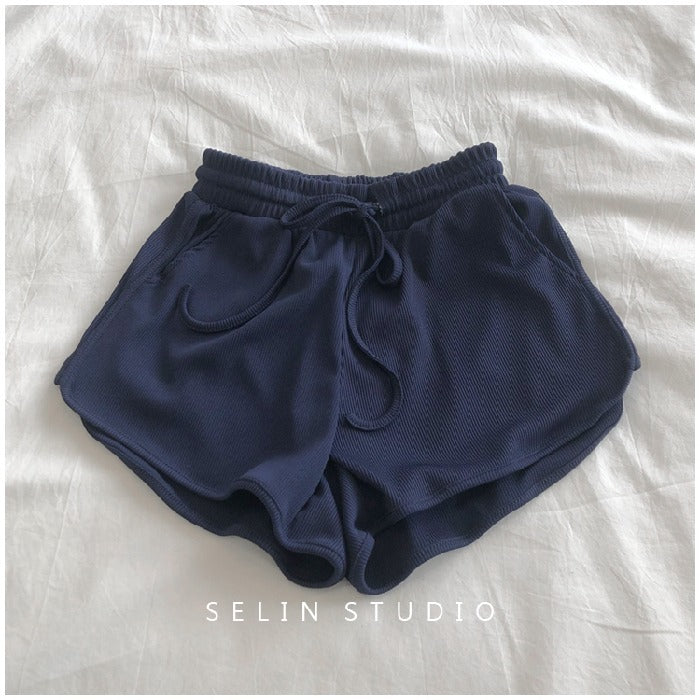 Pantalones cortos holgados casuales de color sólido para mujer