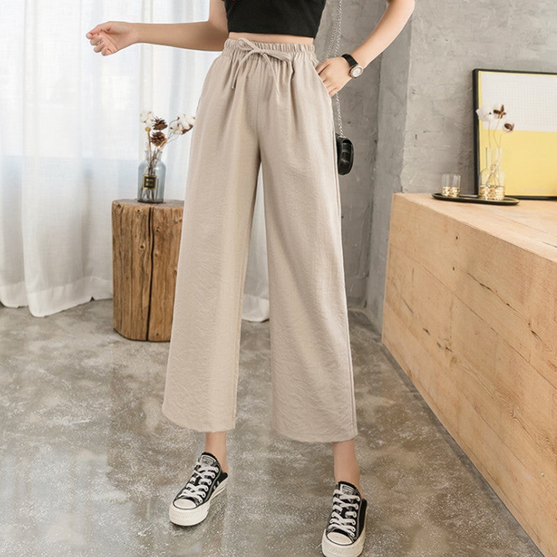 Women'S Fashion Casual Loose High Waist Thin Drape Cropped Pants