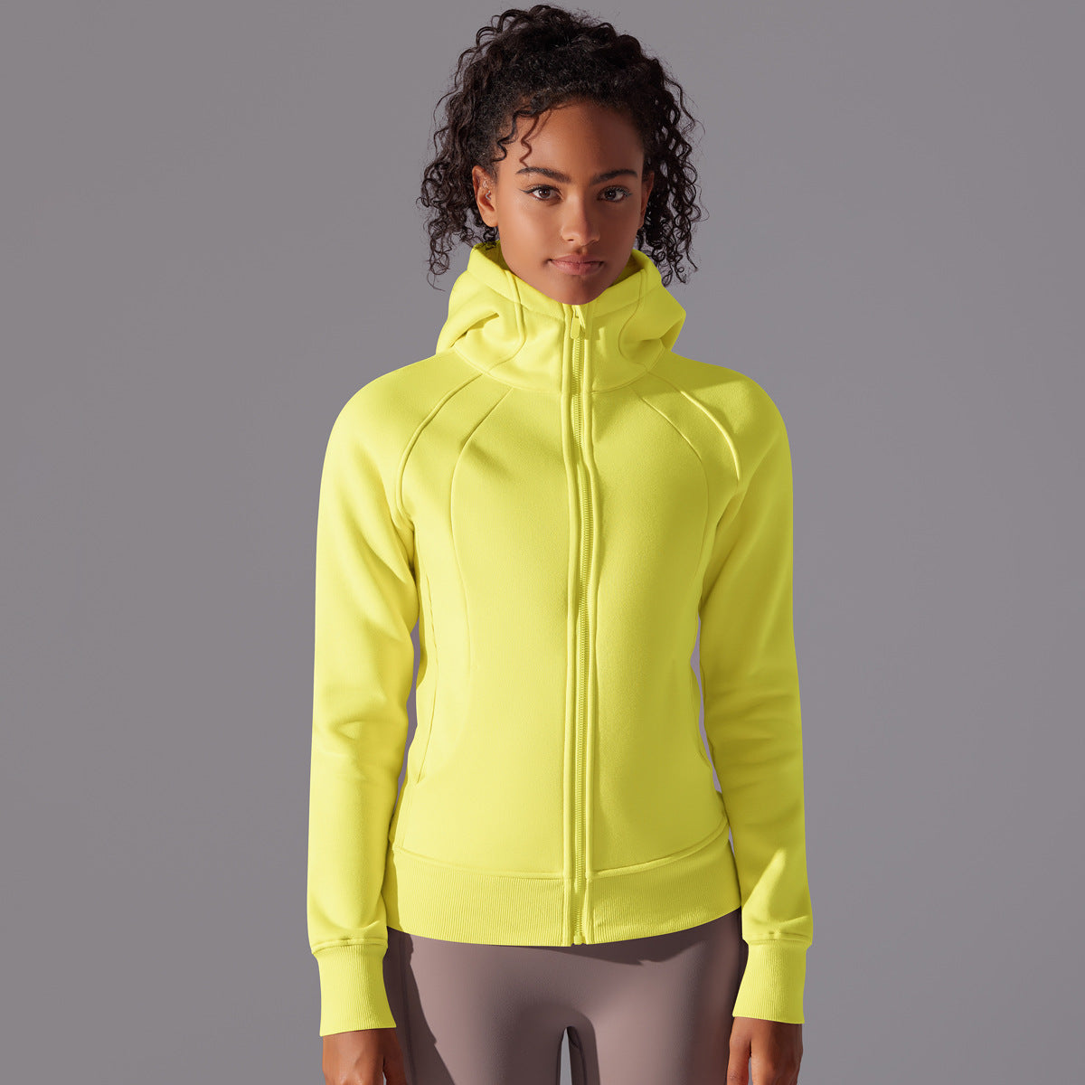 Women Casual Outdoor Running Sport Zip Hooded Top