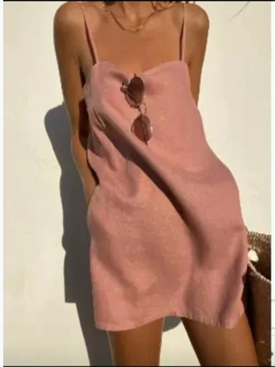 Women Casual Comfortable Cotton And Linen Dress