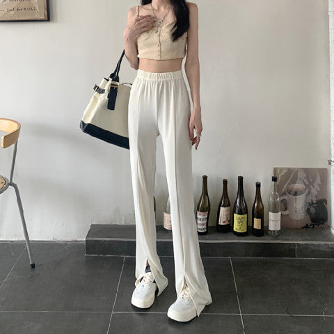 Pantalones de traje casuales, finos, de cintura alta, holgados, con pierna recta para mujer
