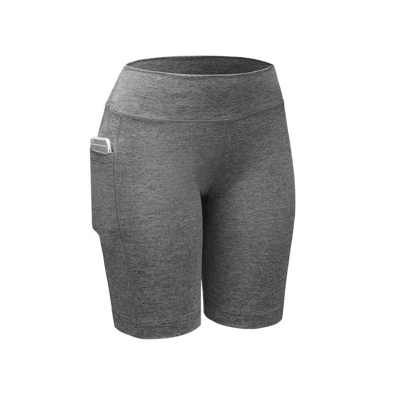 Women Fashion Casual Solid Color High Waist Elastic Sports Yoga Biker Shorts