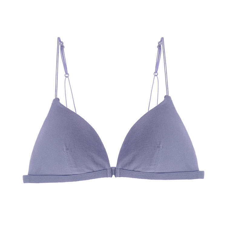 3 Pcs/Set Women Basic Casual Rib Knit Solid Color Bra