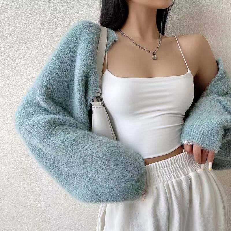 Cárdigan de punto holgado, básico e informal de otoño para mujer, de color liso