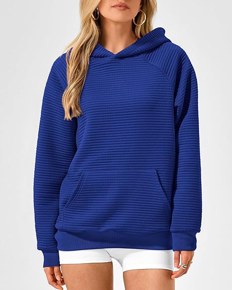Sudadera con capucha de manga larga con bolsillos y color liso para mujer, moda Otoño Invierno