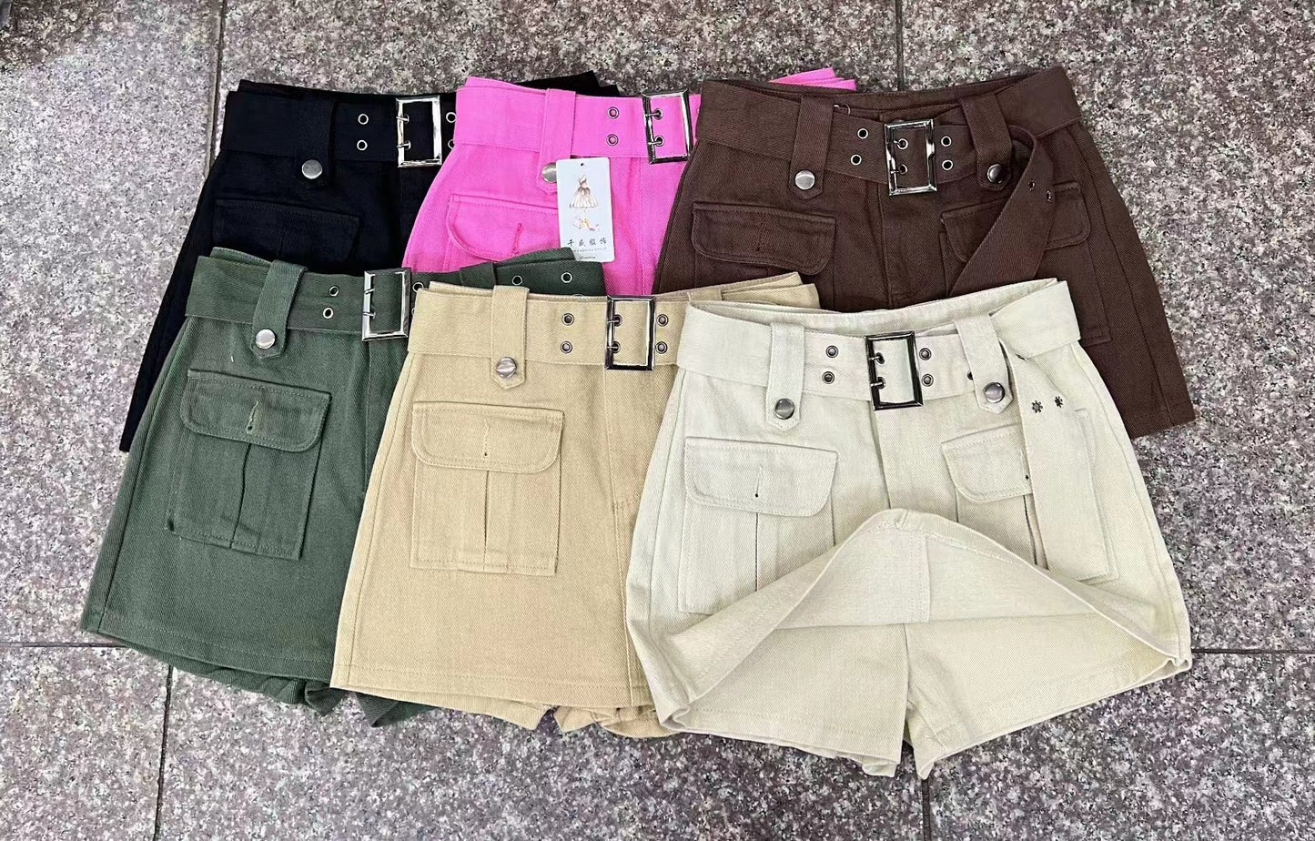 Culottes vaqueros de cintura alta de color liso informales a la moda para mujer