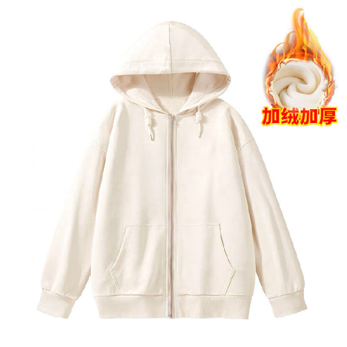 Sudadera con capucha y cremallera holgada informal de invierno para mujer