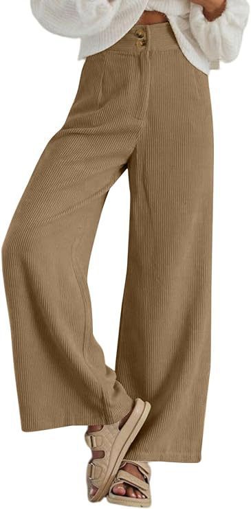 Autumn And Winter Women Corduroy Double Button Elastic Casual Pants