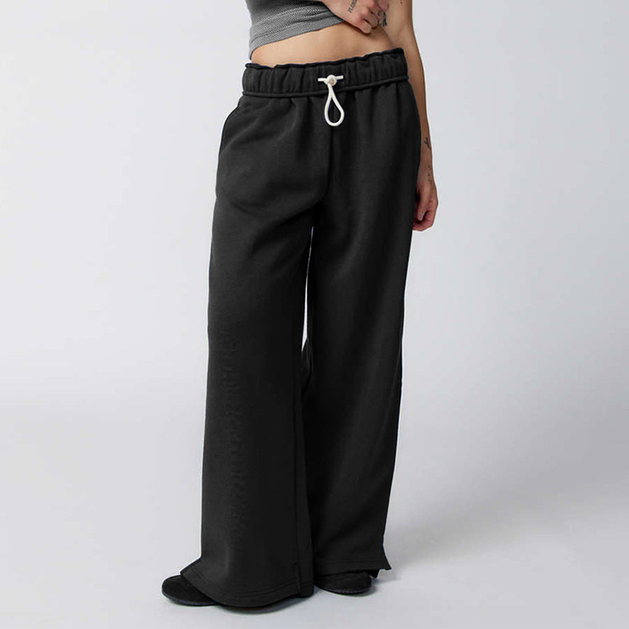 Women Fashion Casual Loose Drawstring Wide Leg Pants
