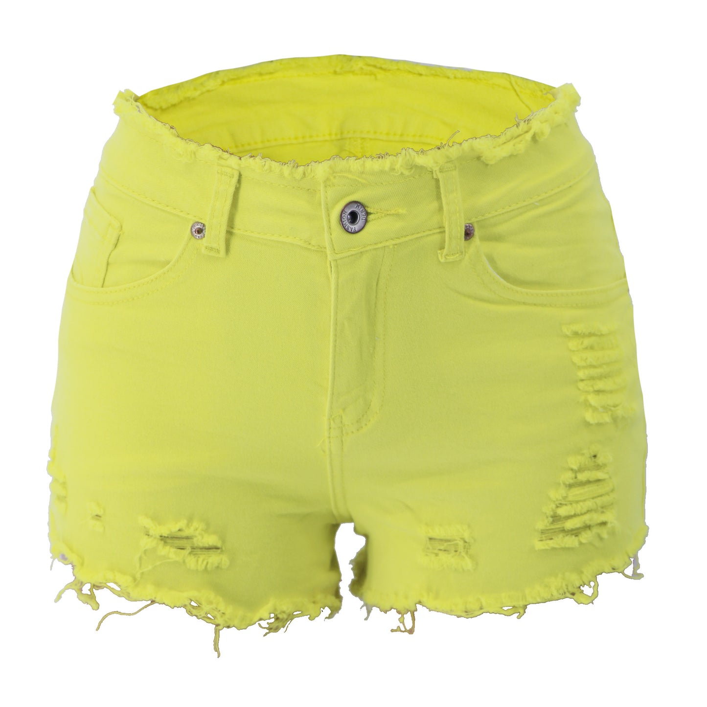Women Casual Ripped Zipper Tassel Mid-Waist Denim Shorts