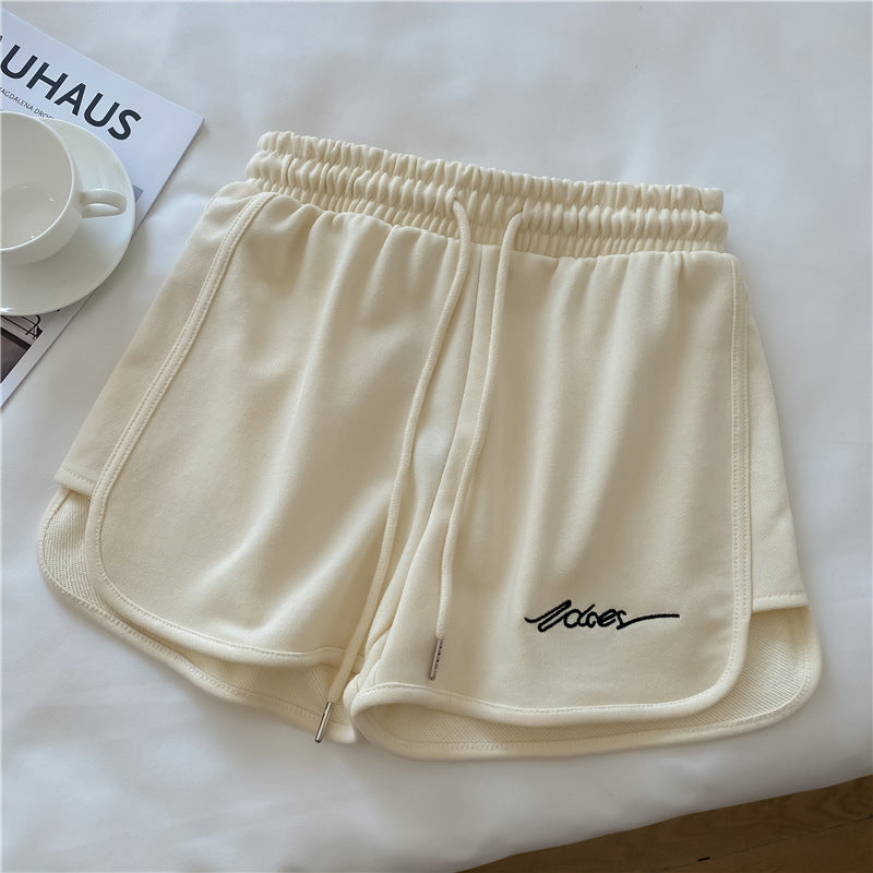 Pijama deportivo de algodón para mujer, holgado, de verano, con cintura alta, informal, con pierna ancha y pantalones cortos
