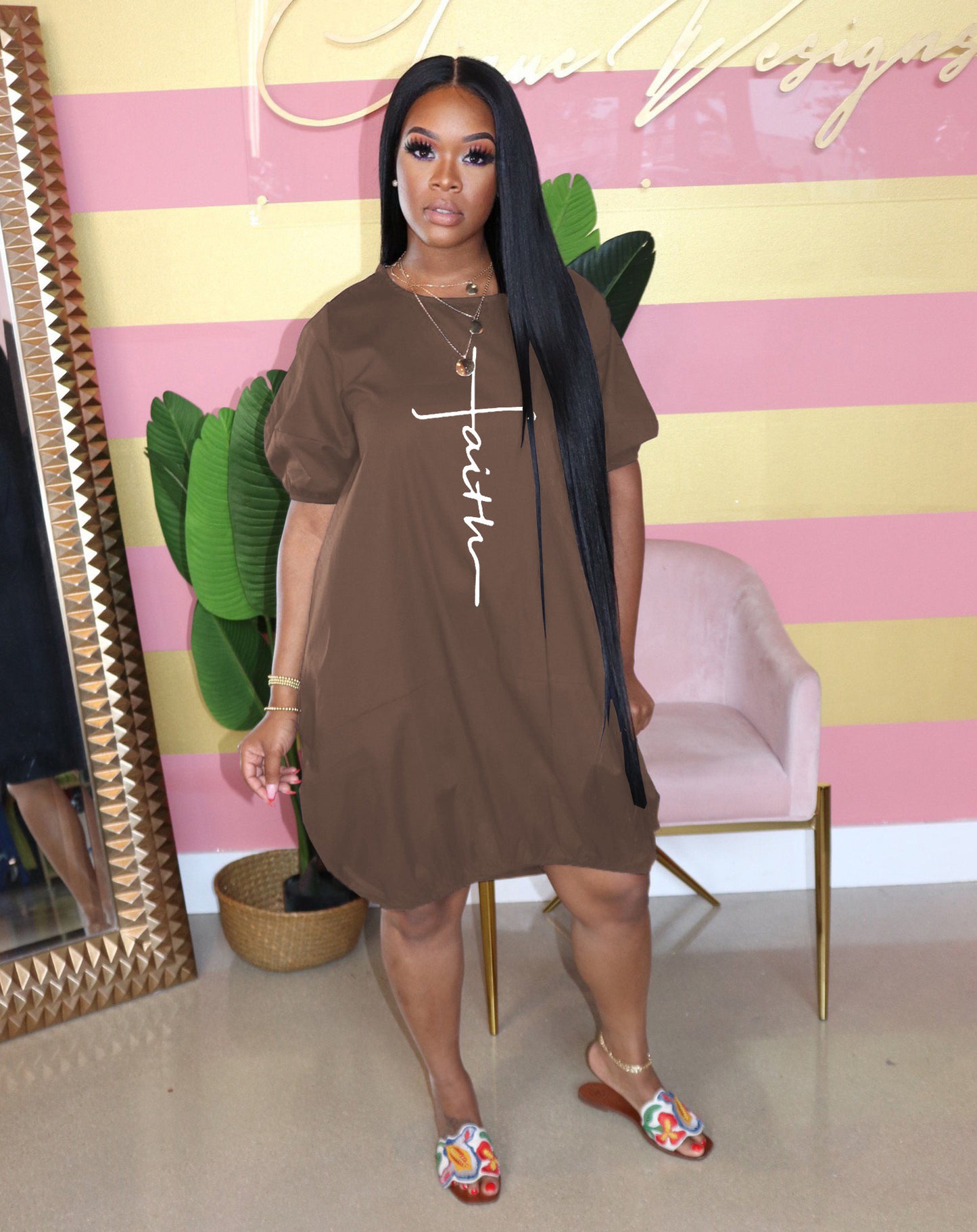 Women Fashion Casual Plus Size Printed Dress