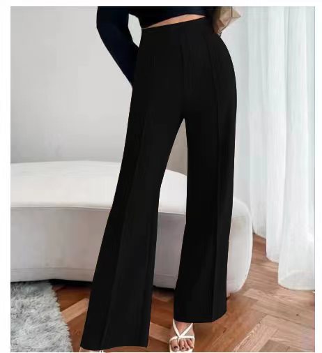 Women Simple Casual Solid Color High Waist Hip Pants