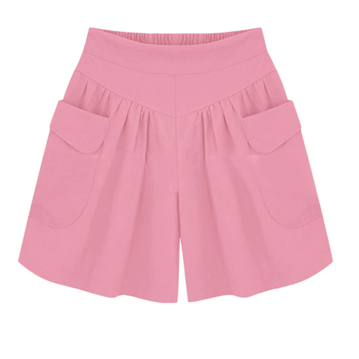 Women Casual Solid Color Pockets Wide Leg Shorts