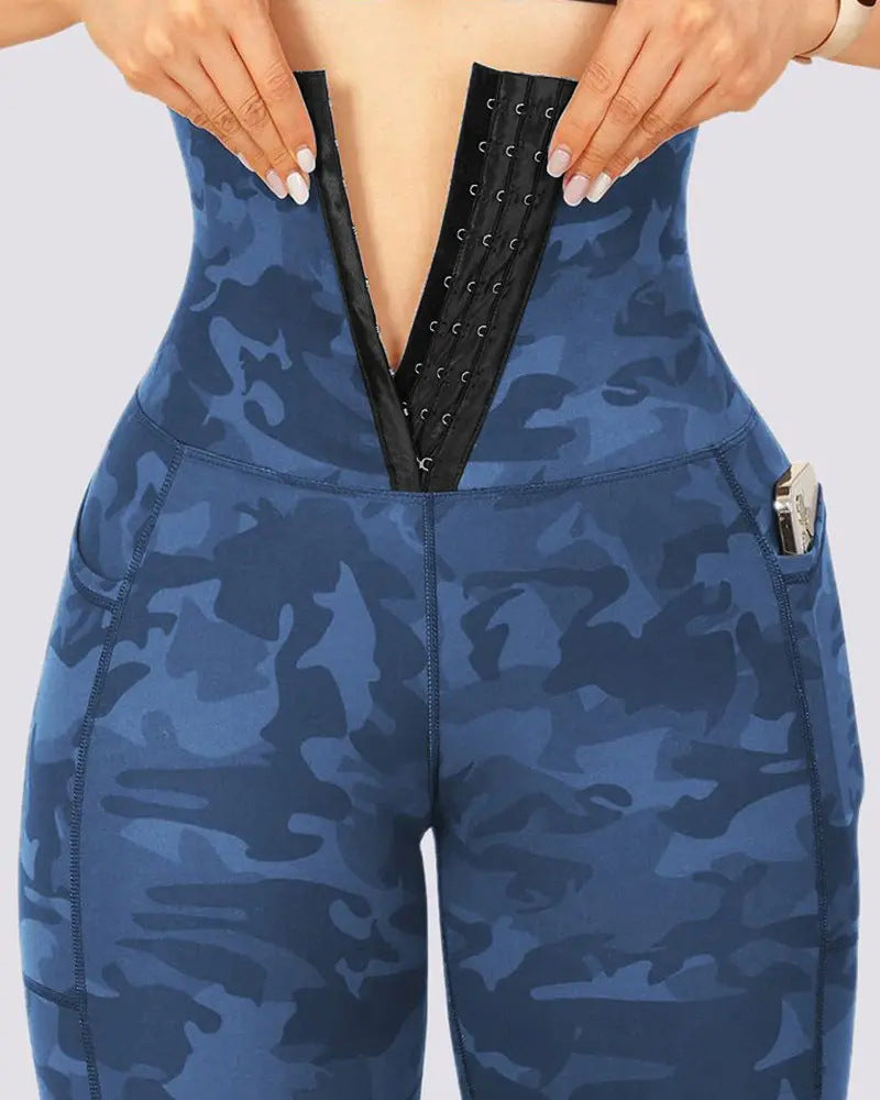 Women Fashion Casual Tight Tie-Dye High-Waist Pocket Yoga Pants