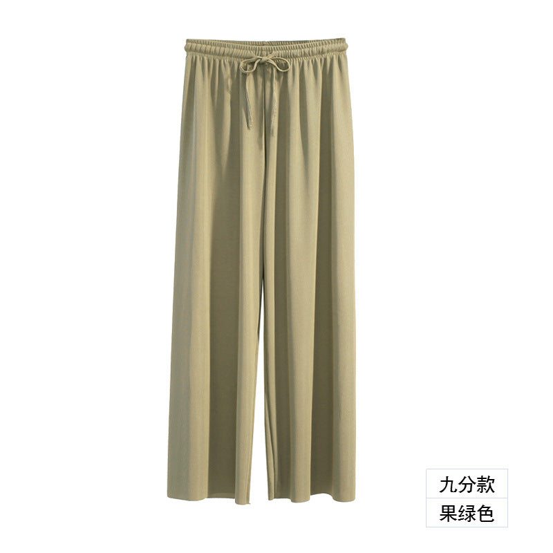 Pantalones casuales de pierna ancha y holgados de color sólido para mujer