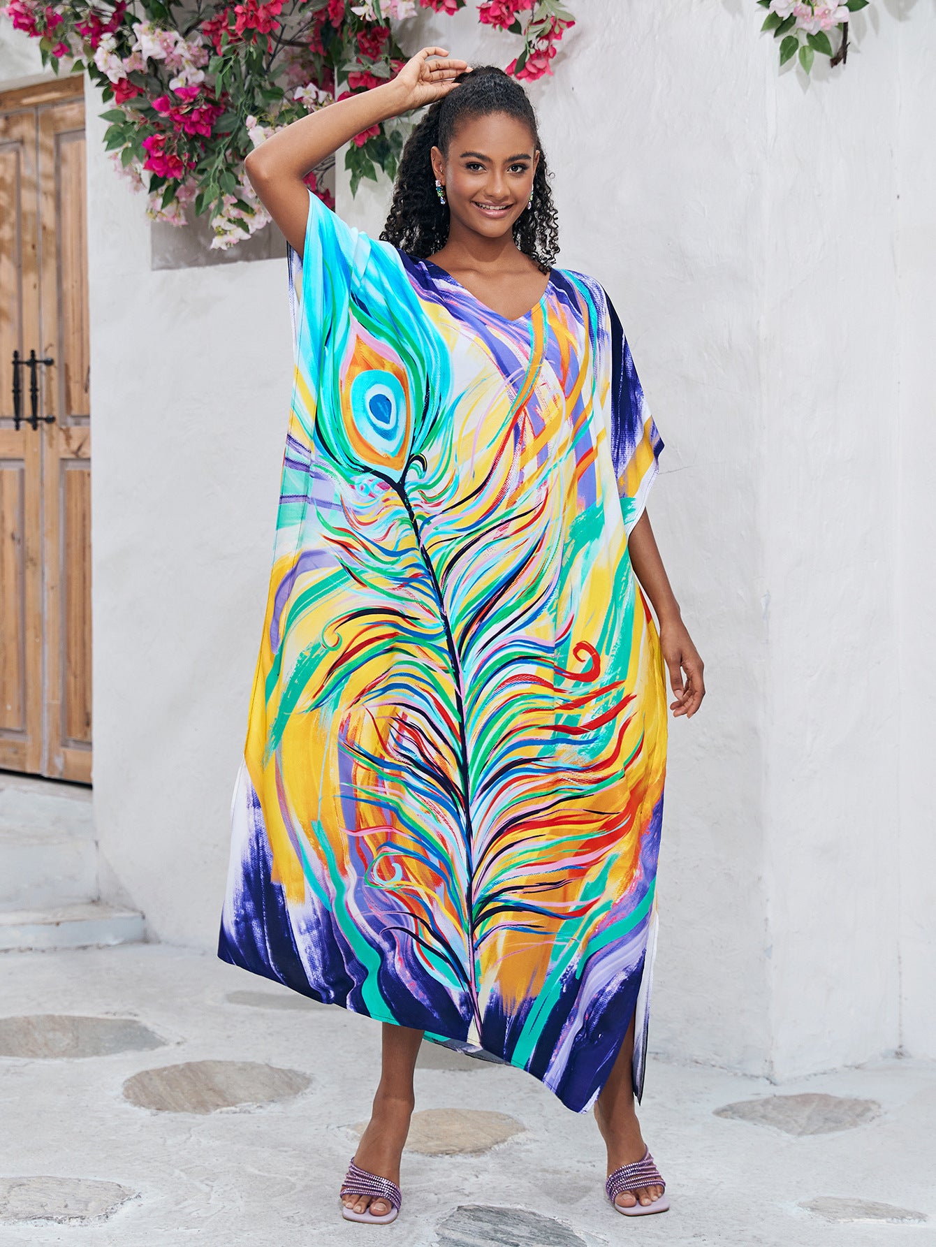 Traje de baño informal con estampado de mariposas para mujer, ideal para vacaciones en la playa