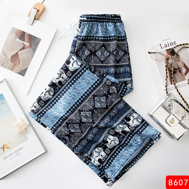 Women Casual Loose Elephant Print Pants