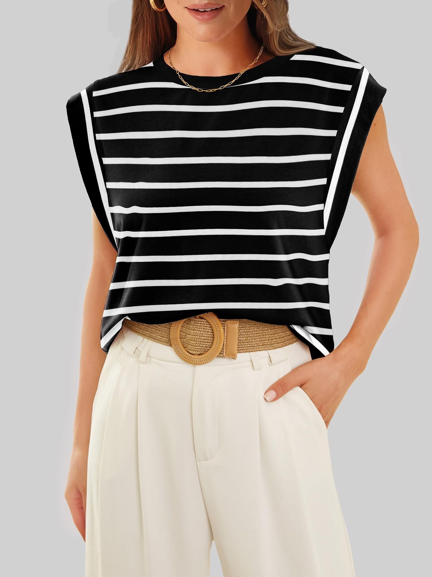 Camiseta básica informal de verano con mangas cortas para mujer