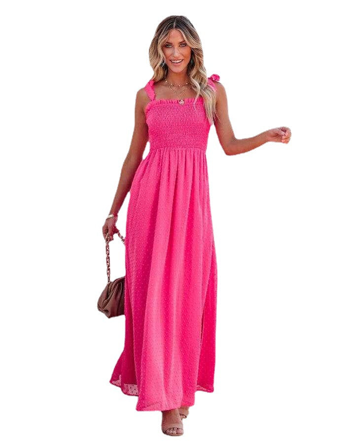 Summer Women Casual Fashion Sling Chiffon Maxi Dress