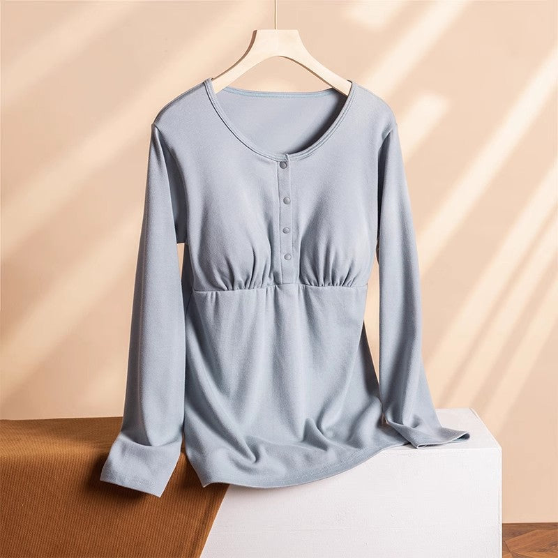 Pregnant Women Fashion Casual Warm Stripe Printed Long Sleeve Top