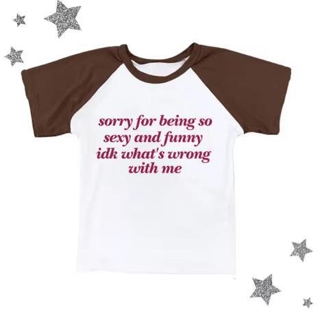 Women Fashion Casual Letter Printed Short-Sleeve T-Shirt