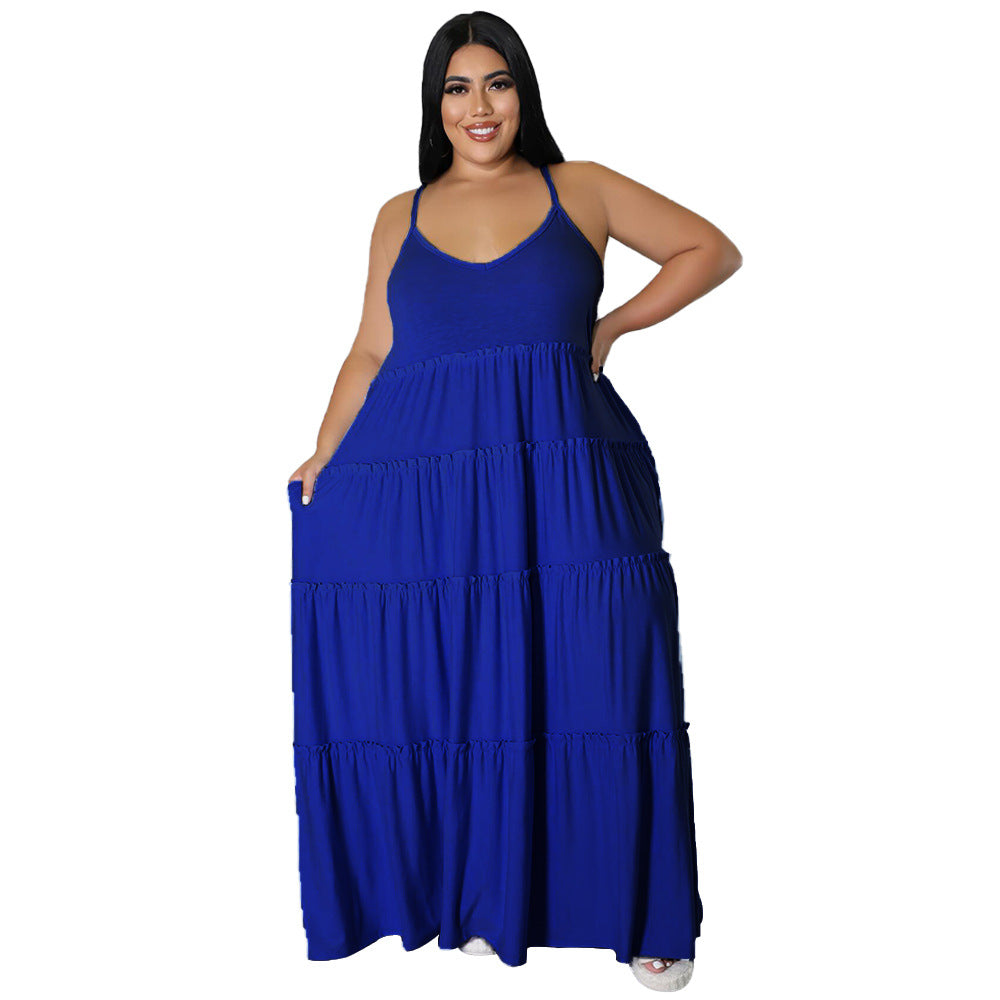 Vestido informal de verano para mujer, talla grande, holgado, color liso
