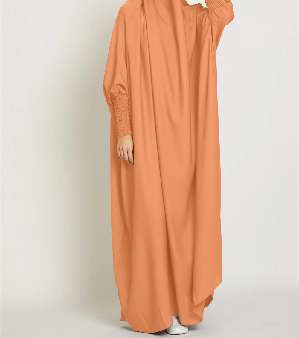 Women Casual Solid Color Abaya Long Sleeve Maxi Dress