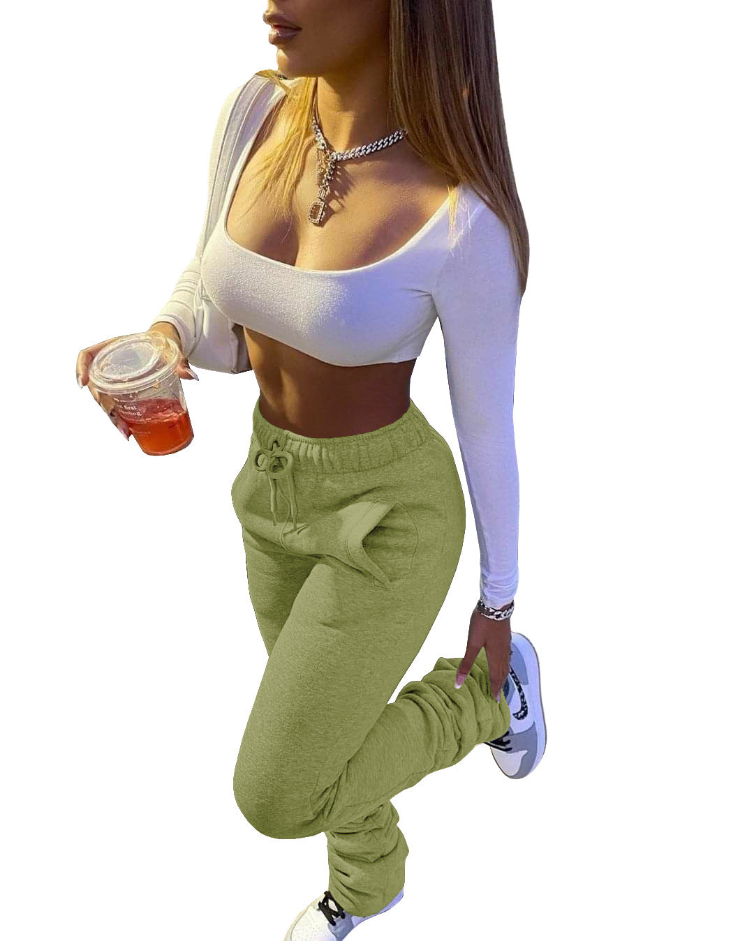 Women Casual Thickened Drawstring Sweat Pants