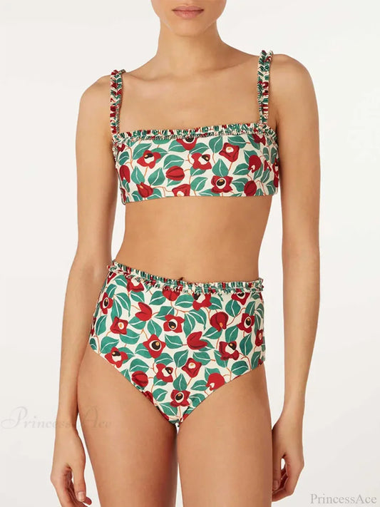 Colorful Strappy Colorblock Swimwear One Piece
