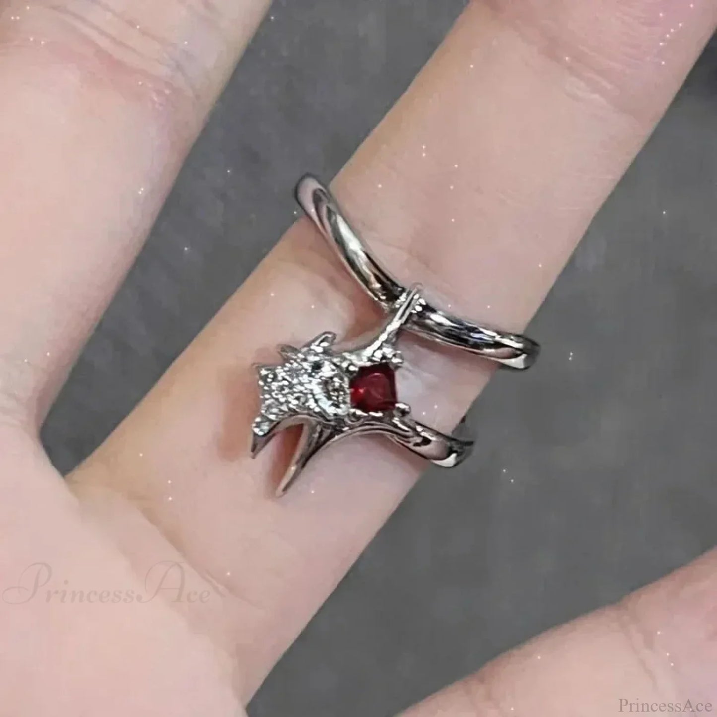 Crimson Crystal Glass Medieval Arachnid Ring