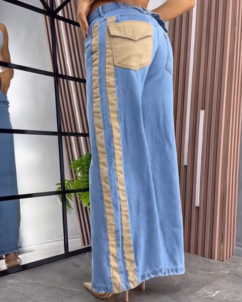 Paneled Wide-Leg Jeans (Pre-Sale)