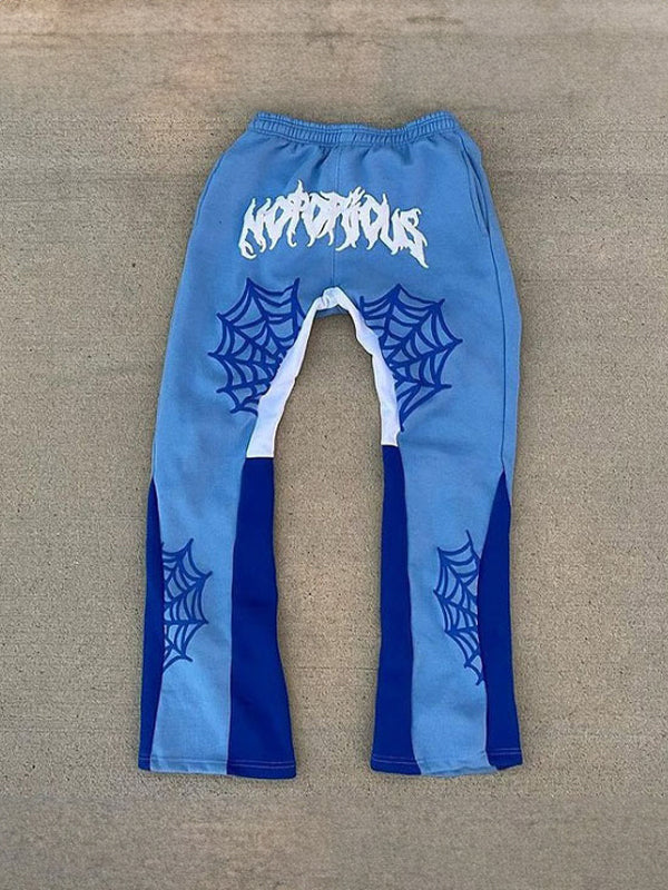 Spider Web Lettering Foam Print Sweatpants
