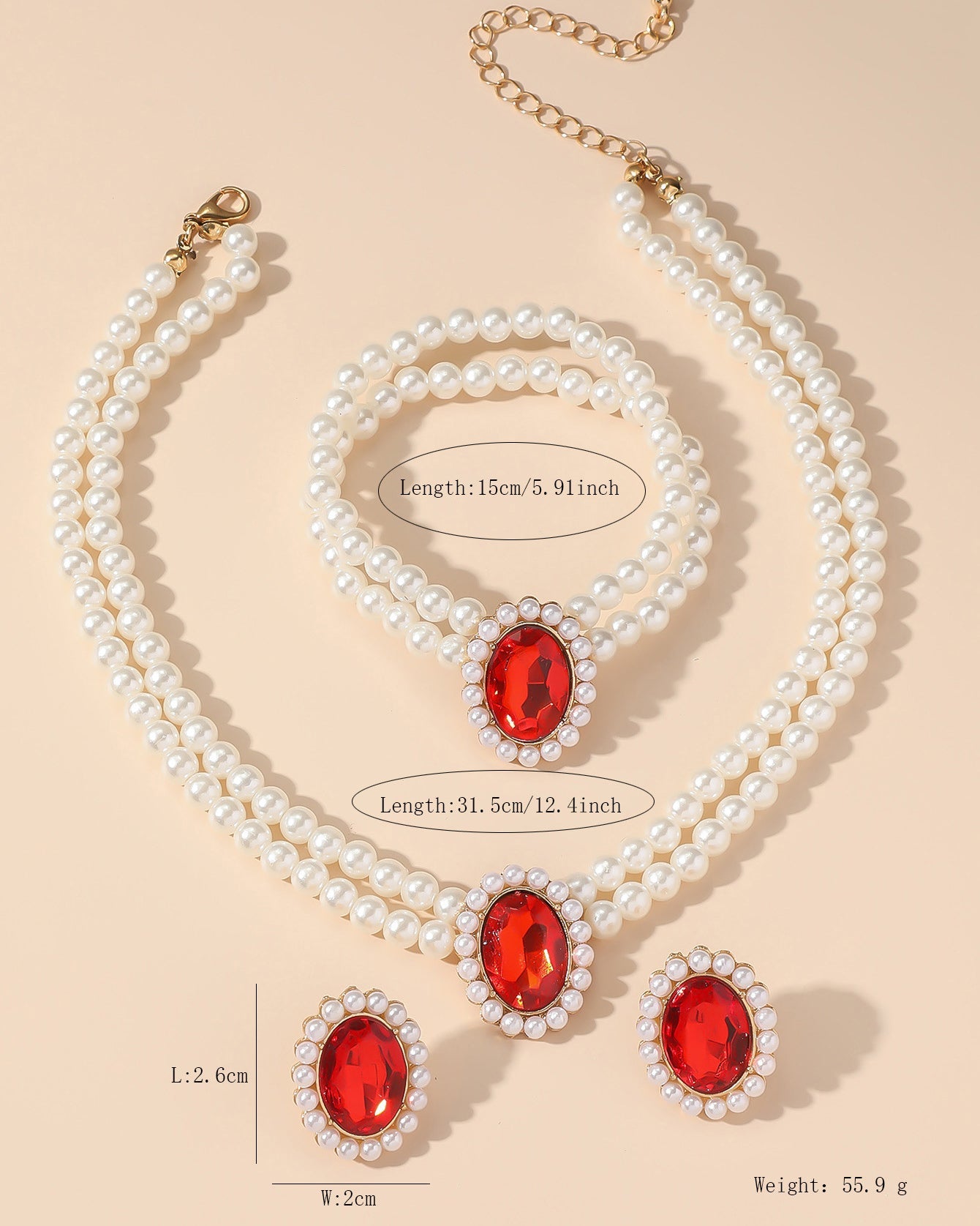 Double-Layer Imitation Pearl 3 Piece Jewelry Set